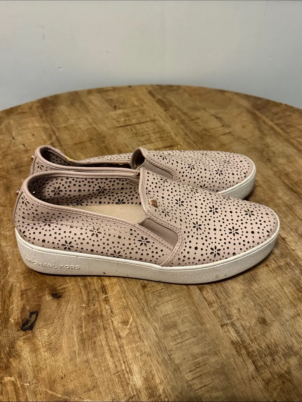 Michael Kors Pink Perforated Slip-On Platform Sneakers